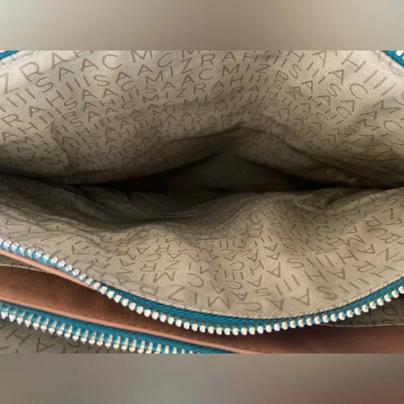 Isaac Mizrahi Bridgehampton Green Floral Print Canvas Tote Leather Trim NWOT - Picture 7 of 7